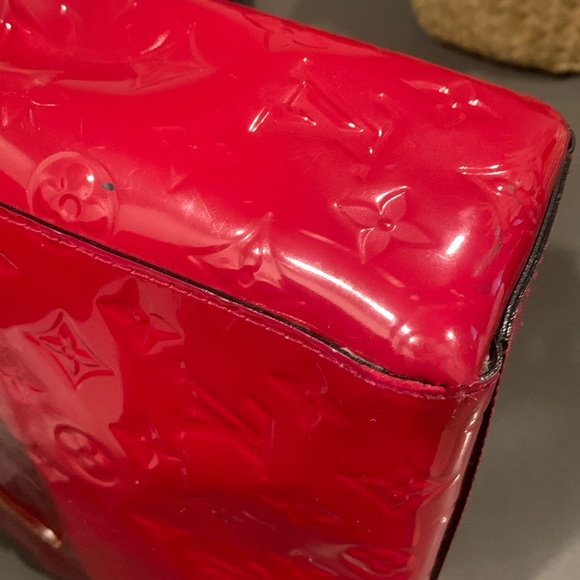 Louis Vuitton red Vernis MM mini Houston date code SN1123 - Picture 11 of 12